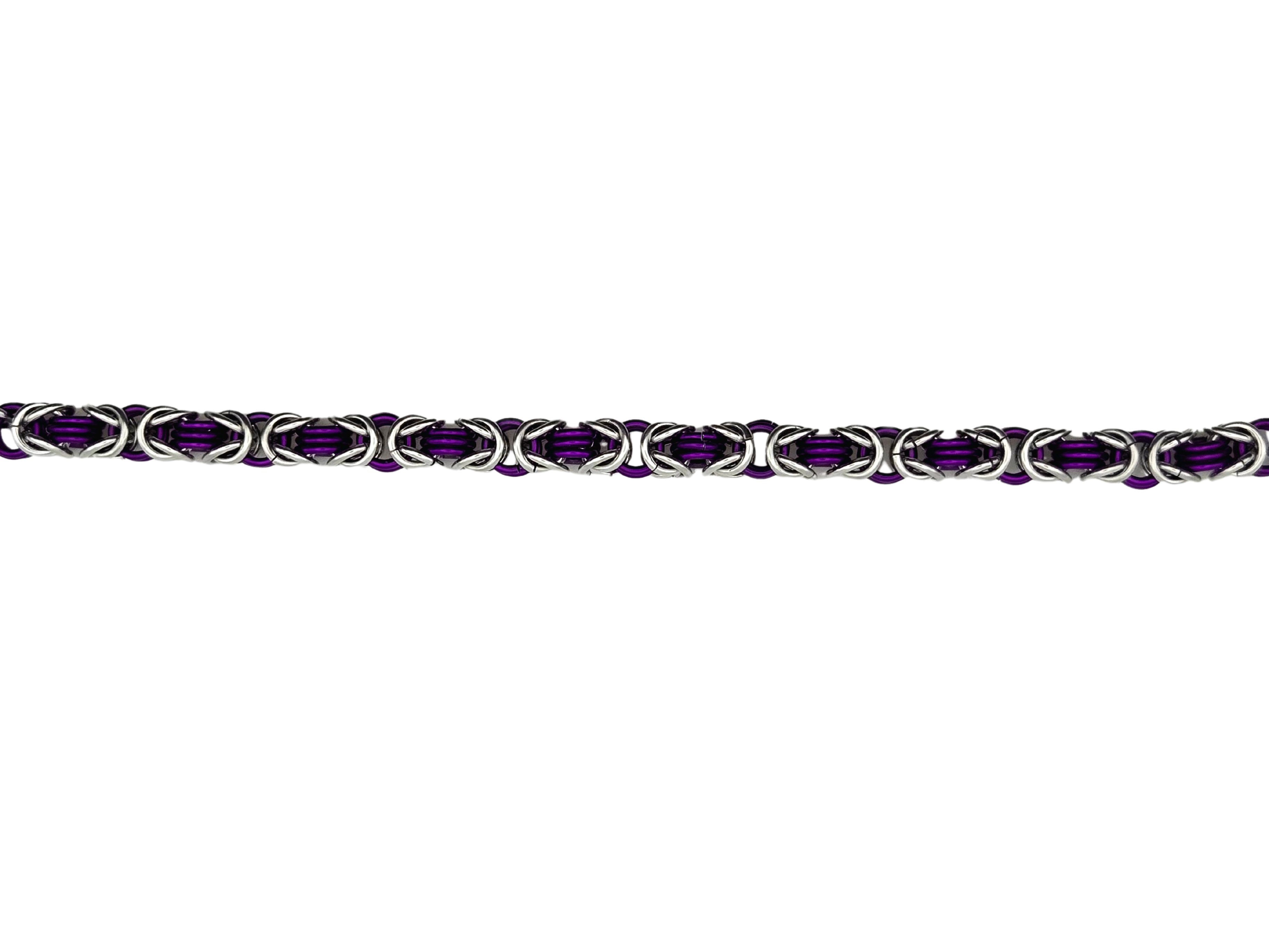 Silver and purple byzantine bracelet
