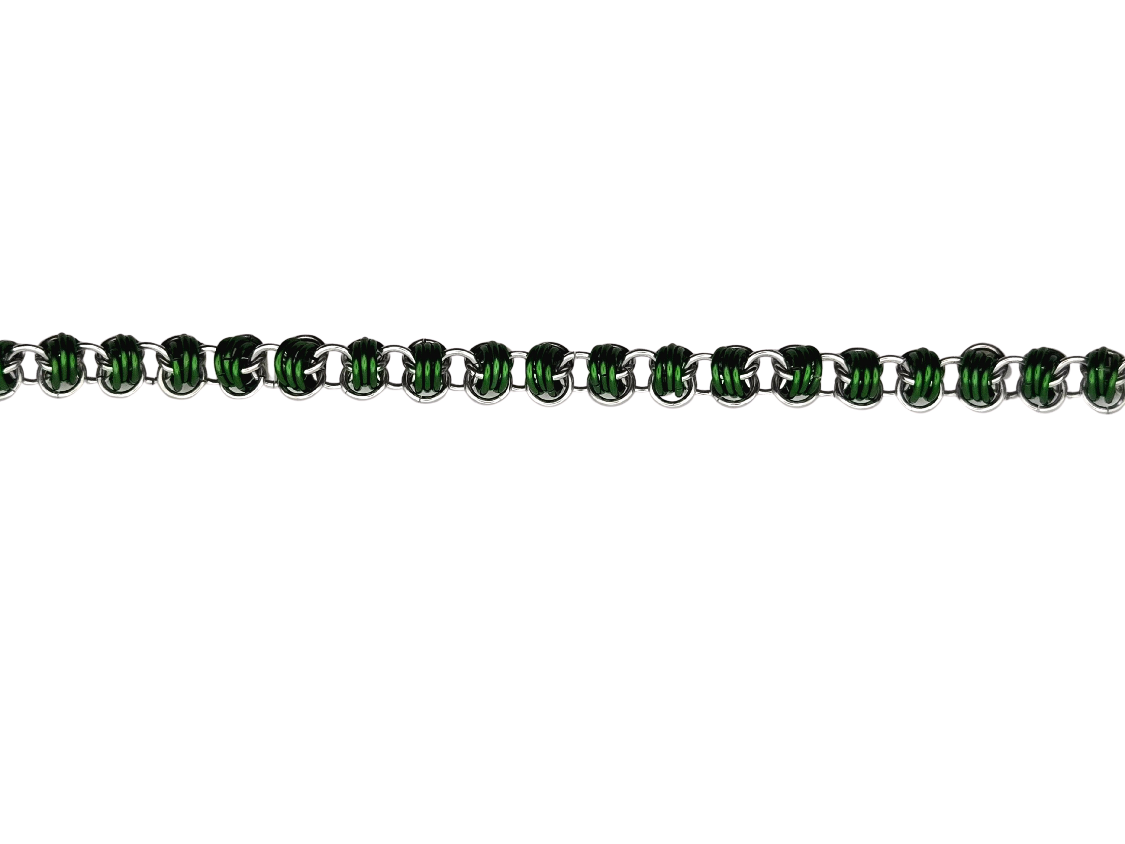 Silver and green barrel bracelet